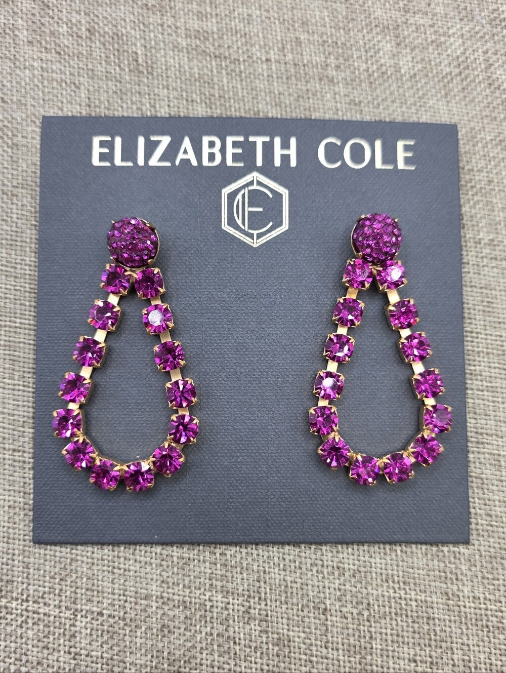 Elizabeth Cole Fuchsia Crystal Teardrop Earrings